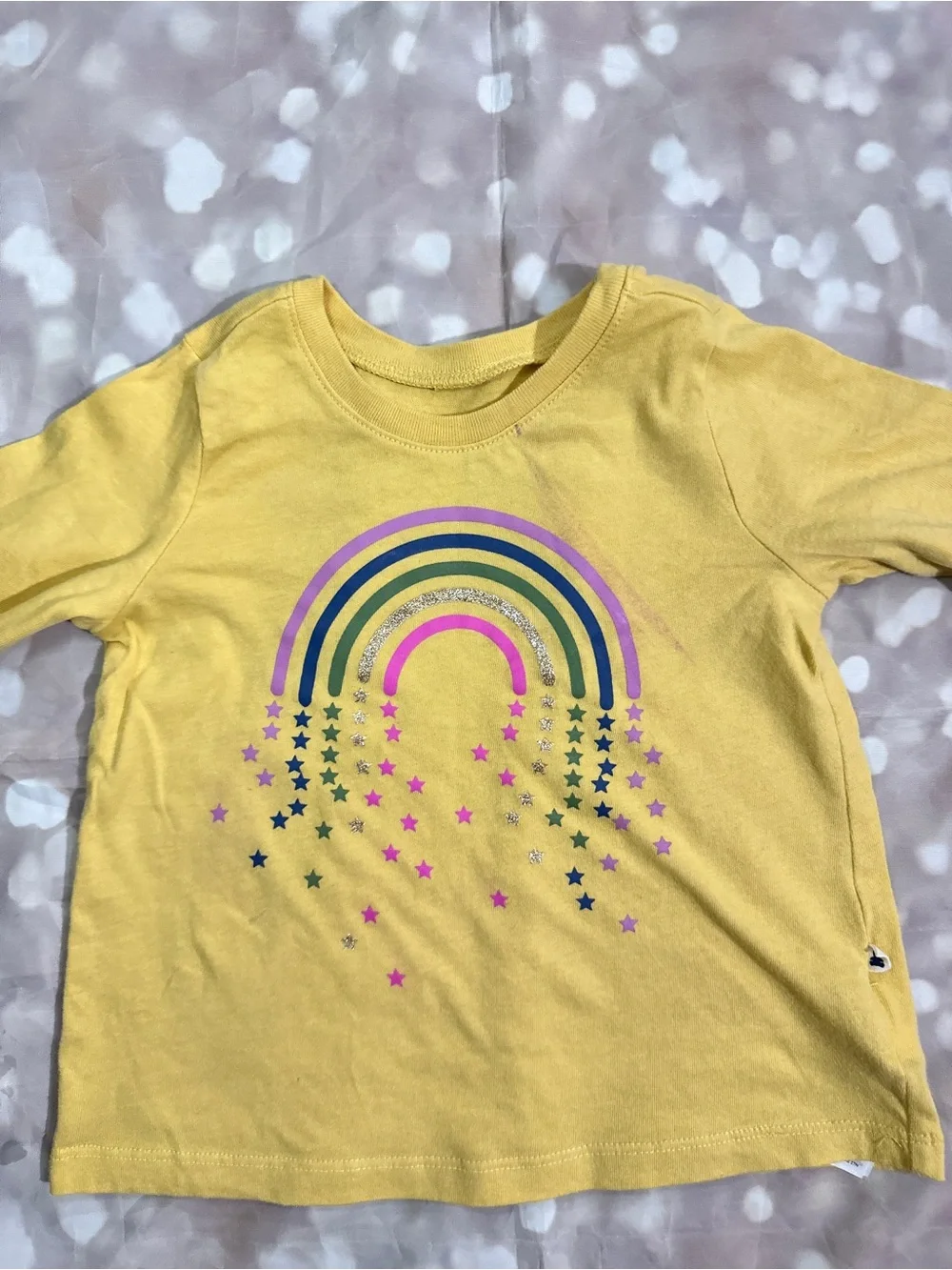 GAP Yellow Long-Sleeve Rainbow & Star Graphic Tee